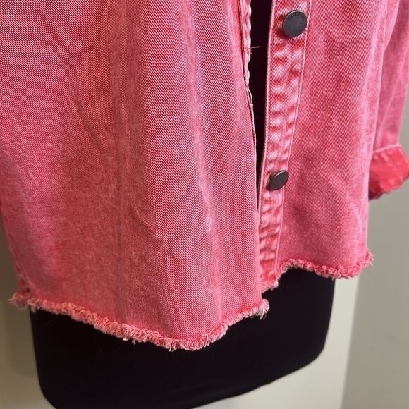 Black Label Pink Acid Wash Spring Light Denim Jacket - Picture 5 of 8